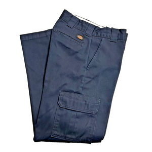 Mens Dickies Relaxed Straight Leg Cargo Work Casual Pants 32Wx32L Dark Navy